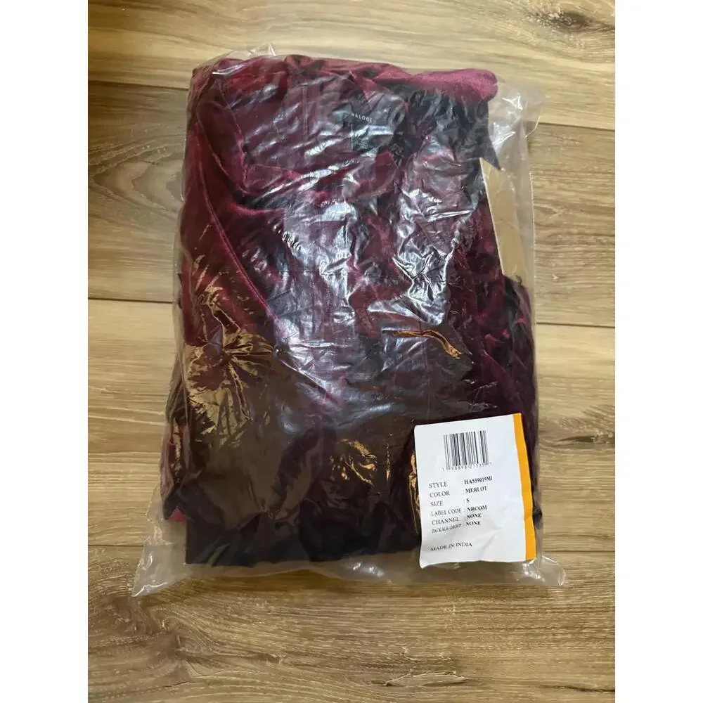 NWT! Halogen® Short Sleeve Velvet Midi Dress in Merlot Size Small - Picture 2 of 5